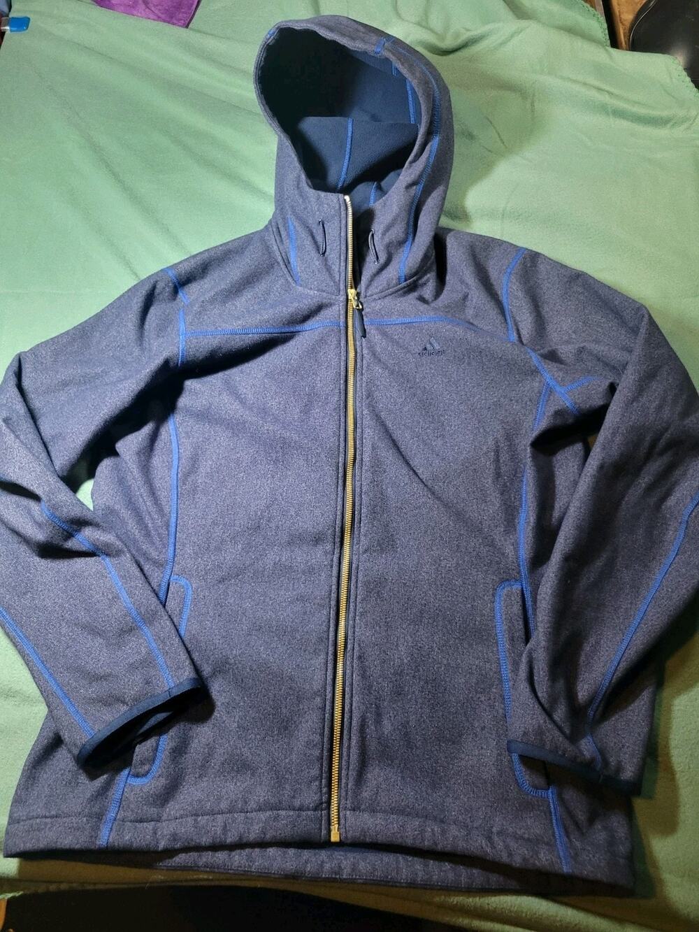 ADIDAS OUTDOOR AA1885 JACKET 2015 SIZE L Outdoor Full ZIp Hooded Navy Fleece